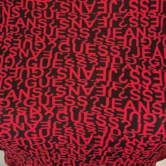 Guess Jeans Black & Red Nylon Logo Short Sleeve Top (Size: Medium) - Picture 12 of 13